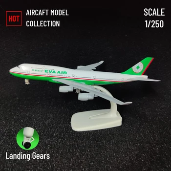 1:250 Металлическая модель самолета Реплика EVA Air B747 Масштаб самолета Миниатюрное художественное украшение Литье под давлением Авиационная коллекционная игрушка