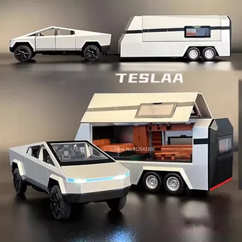 1/32 Tesla Cyberpunk Пикап RV Модель Автомобиль Игрушечный сплав Модель автомобиля Литой металл Игрушечный автомобиль Звуковой свет Взрослый мальчик Коллекция подарков