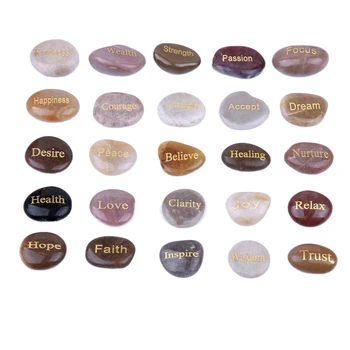 25 Выгравированные вдохновляющие камни со словами поддержки Золотые камни с гравировкой для медитации для аффирмации