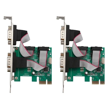 2X PCI-E PCI Express Dual Serial DB9 RS232 2-портовая плата адаптера контроллера Зеленый