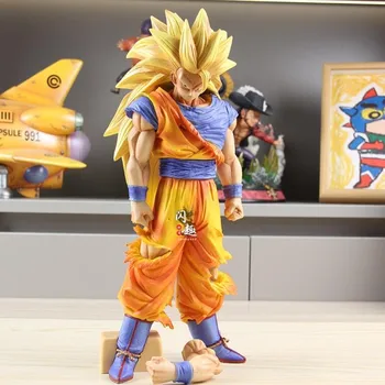 32 см Dragon Ball Z Goku Figure Dbz Super Saiyan 3 Фигурка Статуя Аниме Фигурка Пвх Модель Кукла Украшение Подарки Игрушки