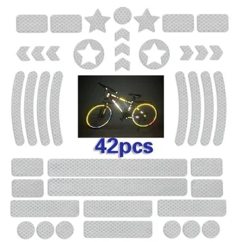 42 шт./лист Авто Велосипед Светоотражающая наклейка Ночная сетка безопасности Полоса Предупреждающая полоса MTB Скутер Шлем Тело Светоотражающая наклейка
