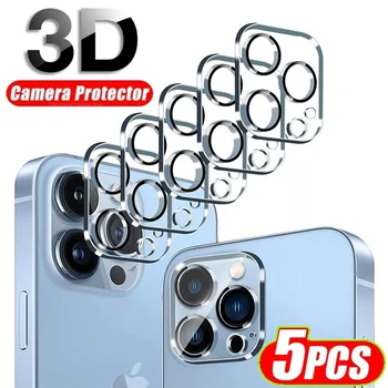 5 шт. Прозрачная HD камера с полным покрытием Len Protector для iPhone 11 12 13 14 15 Pro Max mini 9H Закаленное стекло 3D изогнутый объектив Пленка