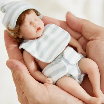 6-дюймовый Mini Reborn Baby Doll Женская кукла Все тело Мягкий силикон Реалистичные волосы Пальма Reborn Кукла Игрушки Дети Companionship Toys