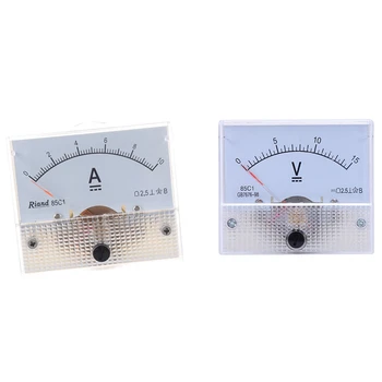 85C1 DC 0-10A Прямоугольный аналоговый панельный амперметр с 85C1 Диск точной настройки Аналоговый вольт Панель измерителя постоянного тока 0-15 В