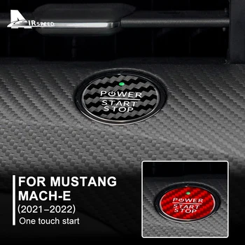 AIRSPEED Крышка для Ford Mustang Mach-E 2021 2022 Кнопка старт-стоп двигателя Авто Настоящая наклейка из углеродного волокна Кнопка Защитная