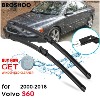 BROSHOO Автомобильные щетки стеклоочистителя из натурального каучука для Volvo S60 модельного года с 2000 по 2018 Подходит для стандартных крючков / зажимных язычков / кнопок