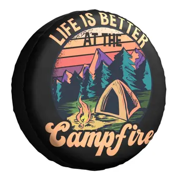 Custom Camping Life At Campfire Чехол запасного колеса для Mitsubishi Pajero Camp Adventure 4WD 4x4 SUV 14