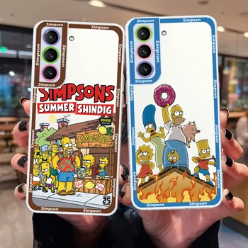 Disney Simpsons Family Симпатичный прозрачный чехол для телефона для Samsung S23 S22 Ultra S21 S20 FE S10 Note20 10 Plus 5G Ангельские глаза