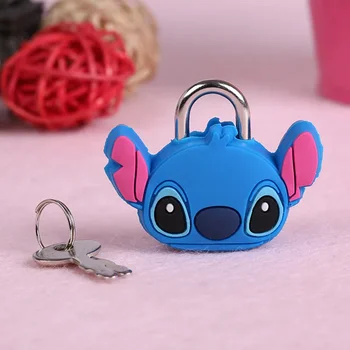Disney Stitch Мультфильм ПВХ Кукла Замок Металлический Мини Навесной Замок Креативный Симпатичный Противоугонный Багажный Замок Детский Подарок