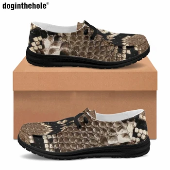 Doginthehole Мужская модная обувь из холста для чувака Мода Новый джентльмен Змеиная кожа Шаблон Принт Дизайн Роскошный бренд Повседневная обувь на плоской подошве