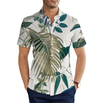HX Модные гавайские рубашки Тропические листья растений Сорняки 3D-печатные повседневные рубашки для мужчин Летние топы с коротким рукавом Camisas S-5XL