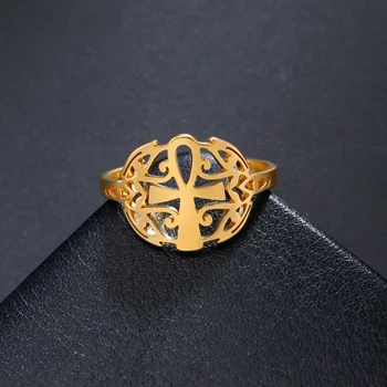 Lemegeton Cross Женское кольцо Hollow Out Аксессуары для мужчин Ювелирные изделия из нержавеющей стали золотого цвета Подарок на день рождения для парня 2023
