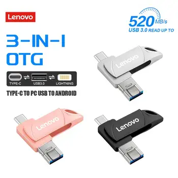 Lenovo 2 ТБ Lightning Pen Drive USB 3.0 OTG USB Flash Drive Для Iphone iPad Android 1 ТБ флешка 3 в 1 Memory Stick для ПК