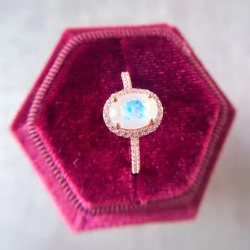 Luxyimagic Кольца с драгоценными камнями из натурального лунного камня для женщин Подлинное обручальное кольцо из стерлингового серебра 925 пробы