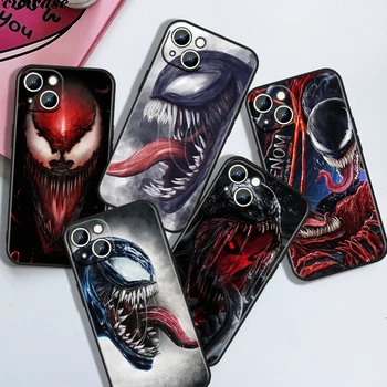 Marvel Hero Venom Для iPhone 15 14 13 12 11 XS XR X 8 7 6 6S 5 5S Pro Max Plus Чехол для телефона с черным чехлом