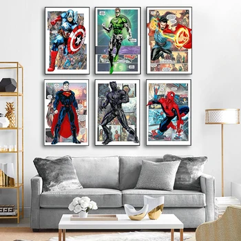 Miniso Marvel Spider Man Comics Плакат Халк Холст Печать Железный Человек Настенное Искусство Гостиная И Украшение Дома Подарок Для Детей
