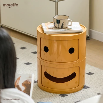 Nordic Smiling Face 2-3-ярусная пластиковая прикроватная тумбочка Круглый шкаф для ванной комнаты Столы для хранения шкафов Модульная контейнерная мебель