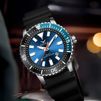ONOLA Модные часы Мужские автоматические часы с силиконовым ремешком Повседневные водонепроницаемые кварцевые часы для мужчин Reloj Hombre
