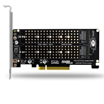 PCI-E X8 X16 Карта передачи данных с двумя дисками NVME M.2 MKEY SSD Адаптер расширения RAID-массива Материнская плата PCI-E 3.0 4.0