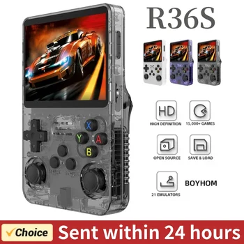 R36S Ретро Портативная игровая консоль Система Linux 3,5-дюймовый IPS-экран R35s Pro Портативный карманный видеоплеер 64 ГБ Игры
