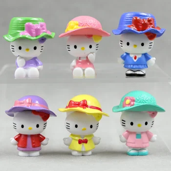 Sanrio Мультяшные персонажи Hello Kitty Шляпа Kt Кошка Кукла Аниме Фигурки Модель Игрушка Коллекционирование украшений Детские подарки