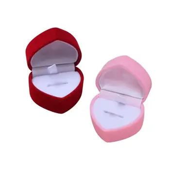 Бархатная коробка для хранения серег Витрина для ювелирных изделий в форме сердца Модный 5,2x4,6x4 см Прочный для мужчин и женщин Привлекательная подарочная коробка