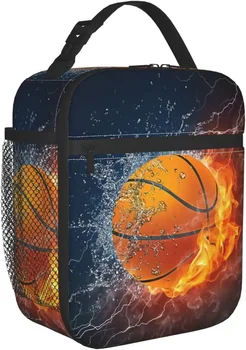 Баскетбол Fire Totes Сумка для обеда Портативная изолированная коробка для ланча Снова в школу Пикник Офис Путешествия