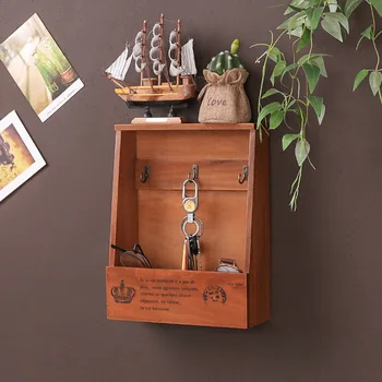  Винтажный деревянный ящик для хранения ключей Держатель ключей с подвесными крючками Органайзеры для ключей в шкафу Украшение стены рабочего стола
