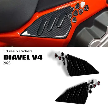 Для Ducati Diavel V4 2023- Аксессуары для мотоциклов Боковой протектор 3D Наклейка из эпоксидной смолы Набор наклеек