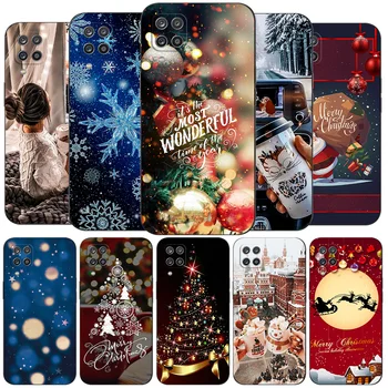Для Samsung A12 M12 чехол для телефона на Samsung Galaxy SM-A125F M12 M127 Черный чехол из ТПУ Рождественский зимний снег