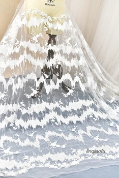 европейский бахромчатый водопад с пайетками вышивка кружева ткань свадебное платье ручной работы diy ткань одежда свадебная ткань