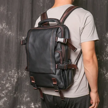 европейский и американский мужской кожаный дорожный рюкзак, женская сумка для компьютера из воловьей кожи, рюкзак большой вместимости, оригинальный рюкзак