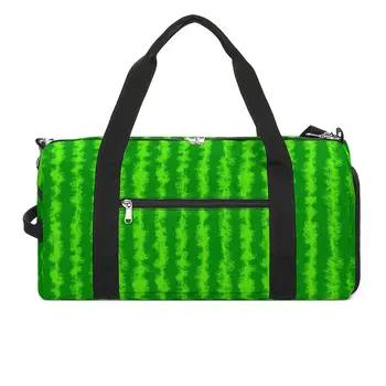 Зеленая полосатая спортивная сумка Арбузный принт Тренировочные спортивные сумки Мужчины Женщины Напечатанная графическая сумка для фитнеса большой емкости Оксфордские сумки