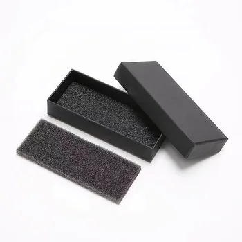  индивидуальный логотип оптовая продажа ювелирных изделий матовая черная подарочная коробка с пенопластовой и бархатной вставкой