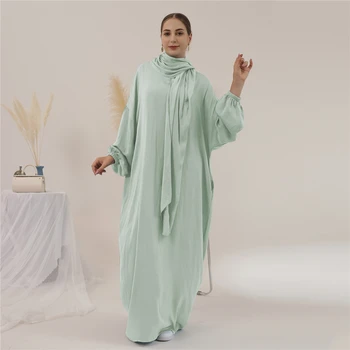 Исламские абайи с капюшоном Абайя Женщины Мусульманское макси-платье с шарфом Хиджаб Кафтан Турция Дубайский халат Молитвенное одеяние Скромное платье-кафтан