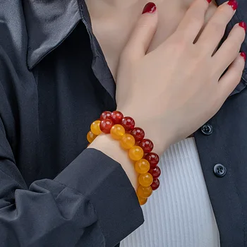 Исцеляющие браслеты для женщин Красный агат Браслет из бисера Природный камень Противотревожные браслеты от стресса