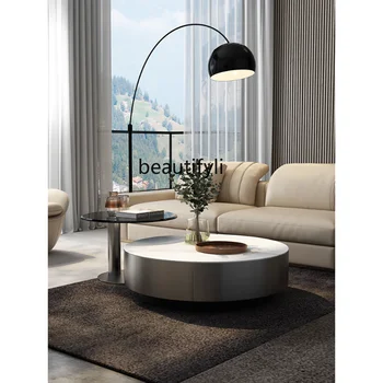 Итальянский минималистичный каменный стол круглый чайный стол Гостиная Дом Маленькая квартира Свет Роскошь и простота Современный тумба под телевизор