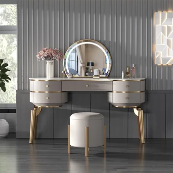 итальянский туалетный столик для рок-доски Спальня светлый роскошный столик для макияжа Современный минималистичный туалетный столик Продвинутый новый стиль