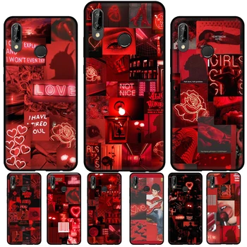 Красный эстетический коллаж Мягкий чехол для телефона для Huawei P20 P30 P40 Lite Mate 10 20 Pro P Smart 2019 2021 Задняя крышка