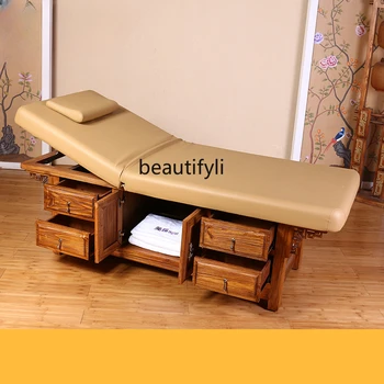 Кровать для лица из массива дерева Массажная кровать Бытовая традиционная китайская медицина Иглоукалывание Физиотерапия Тайская массажная кровать