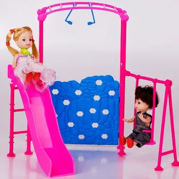 Кукольный домик Пластиковая кукла Парк развлечений Слайд Качели Аксессуары для Барби Кукла Девочка Игровой домик Притворные Подарки для вечеринки
