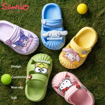 Летние детские сандалии Sanrio Сандалии Kawaii Cinnamoroll Удобные и нескользящие многофункциональные тапочки для обустройства дома