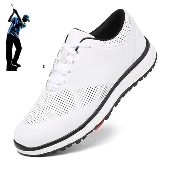 Мужская и женская профессиональная обувь для гольфа, нескользящая травяная обувь, спортивная обувь для гольфа, бело-серая мужская тренировочная обувь для гольфа