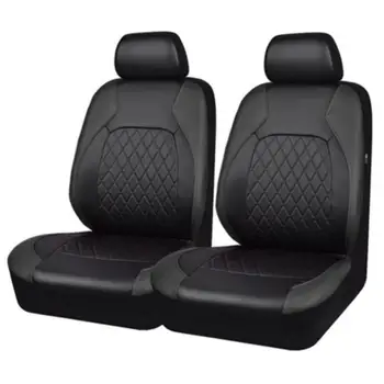  Набор из 4 предметов Черные автомобильные чехлы для передних сидений Полный комплект аксессуаров для защиты внутренней подушки Искусственная кожа
