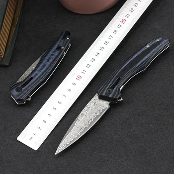  Новый двухцветный G10 Ручка 0707 Открытый портативный складной нож VG10 Дамасская сталь Лезвие Охота Тактические ножи для выживания Инструменты
