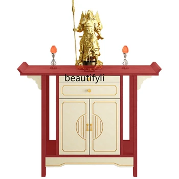 Новый Китайский Стиль Алтарь Современный Стиль Кабинет Бога Богатства Ниша Будды из массива дерева Алтарная консоль Кабинет Бодхисаттвы