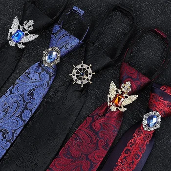 Новый модный роскошный европейский и американский галстук пряжка кристалл горный хрусталь металлический фиксатор галстука галстук свадебный смокинг аксессуары