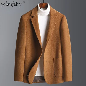 Повседневный костюм для мужчин Блейзер Slim Fit 2023 осень-зима толстый шерстяной мужской корейский тренд пальто Top Man мужские мужские пиджаки