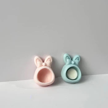  Подсвечник с луком кролика Ароматерапевтическая форма для свечей Ручная работа Гипс Силиконовые материалы для рук